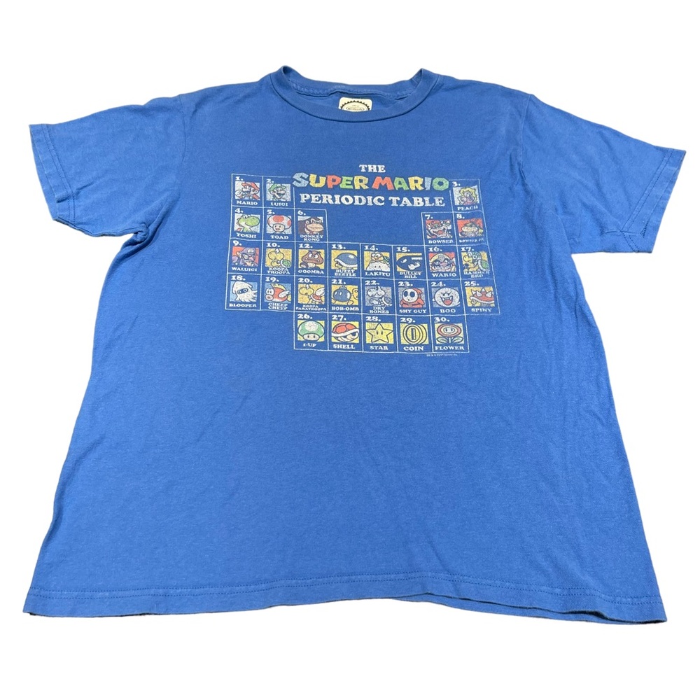 Boy's‎ Nintendo The Super Mario Brothers Periodic Table Short Sleeve Tee Lrg EUC